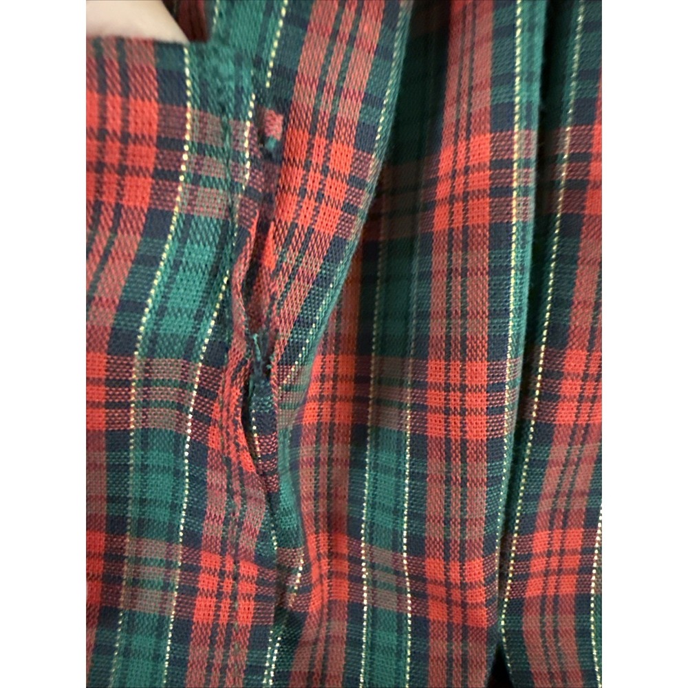 VTG Dogwood Lane Jumper Dress Pinafore Cottagecore Painted Buttons Holiday Plaid - Picture 12 of 12